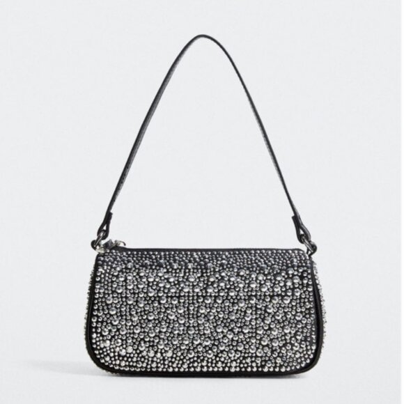 Mango Handbags - Mango Rhinestone Embellished Black Purse